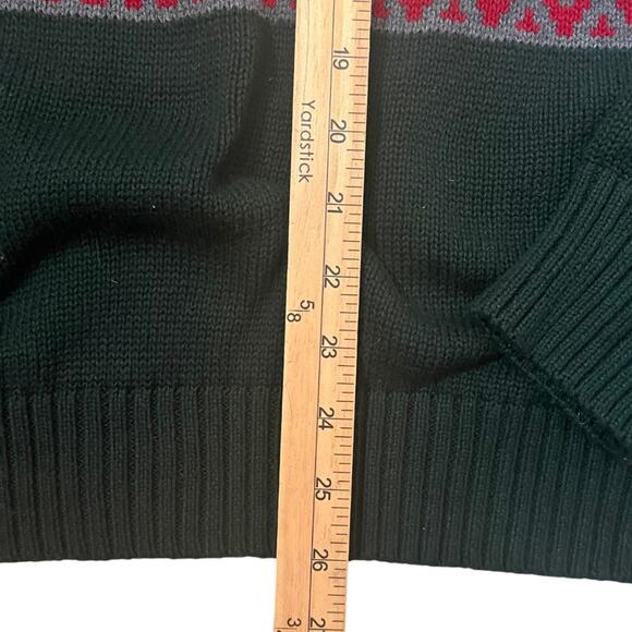 Holiday Dad Sweater Mens Medium Green Cotton Knit Moose Elk Snowflake Gift Idea - Picture 6 of 9